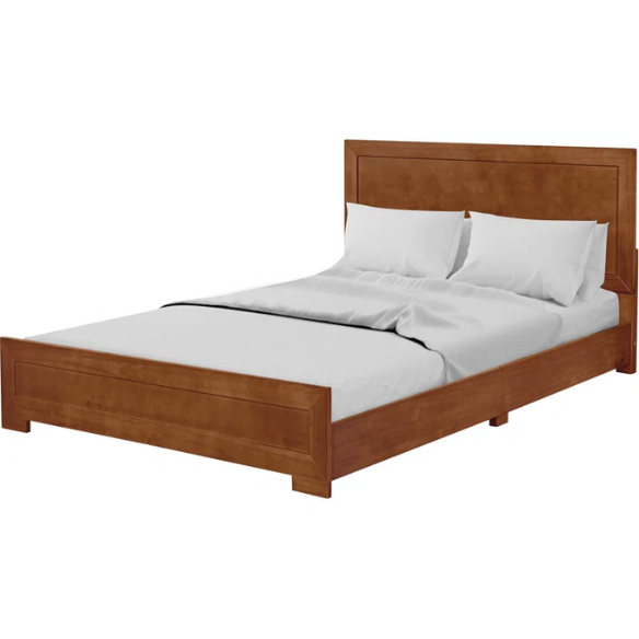 Neutral-Colored Solid Wood Queen Size Low Profile Platform Bed