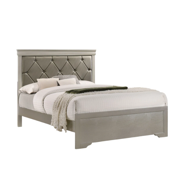 Luxurious 4-Piece Full Double Bedroom Set – Glamorous Faux Leather Design with Elegant Detailing