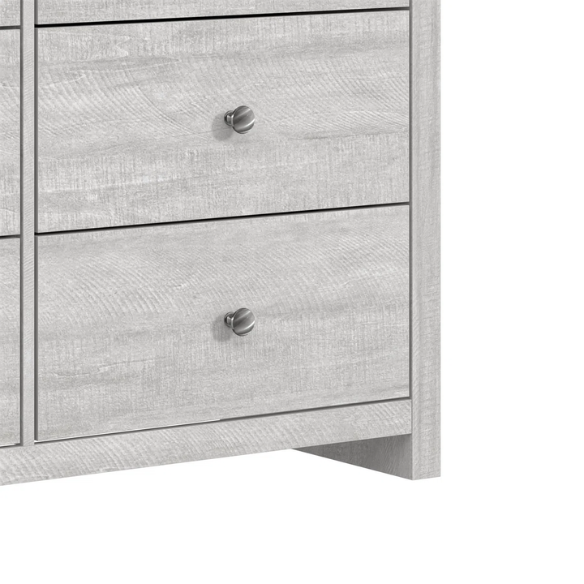 Modern 6-Drawer Double Dresser with Angled Sled Legs and Round Metal Hardware