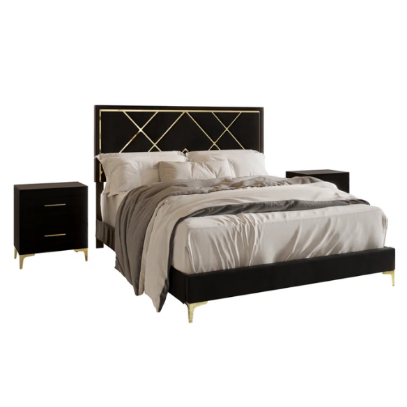 Luxurious Royal Blue Upholstered Platform 3-Piece Twin Bedroom Set
