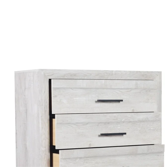 Stylish Light Grey Wooden 5-Piece Twin Bedroom Set: Luxurious Rustic Solid Wood Design