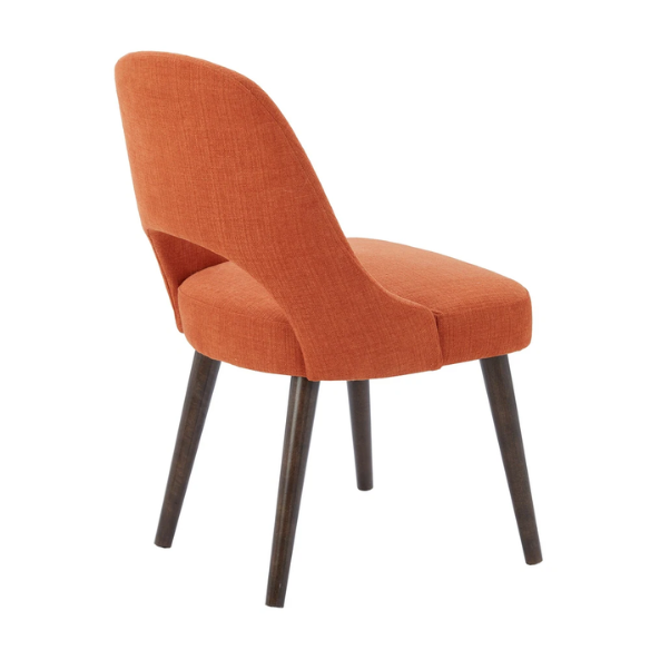 Textured Fabric Dining Side Chairs (Set of 2) – Solid Wood Frame with Mediterranean or Pecan Finish, High-Density Foam Fill & Rounded Back Design