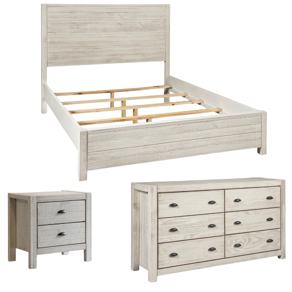 Rustic Farmhouse Aesthetic 4-Piece Queen Bedroom Set in Solid Wood – Charming and Durable