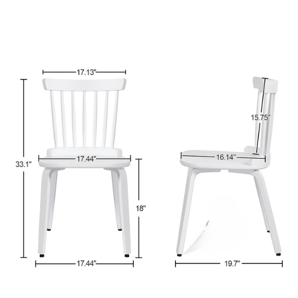 Solid Wood Slat Back Windsor Dining Chairs (Set of 2) – Sturdy, Eco-Friendly Construction with Ergonomic Backrest & Adjustable Foot Pads