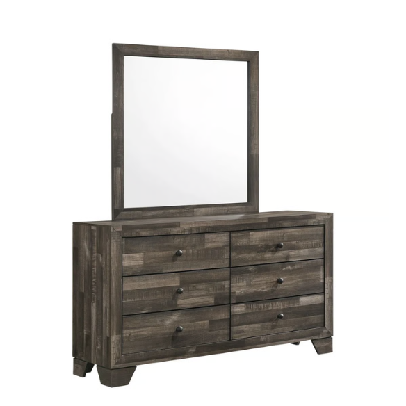 Rustic Gray 6-Piece Stone Platform Bedroom Set with Distressed Wood Finish for a Charming, Modern Look