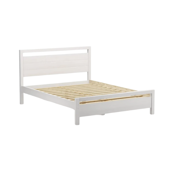 Rustic White King 5-Piece Solid Wood Bedroom Set – Bed, 2 Nightstands, 6-Drawer Dresser, and 5-Drawer Chest