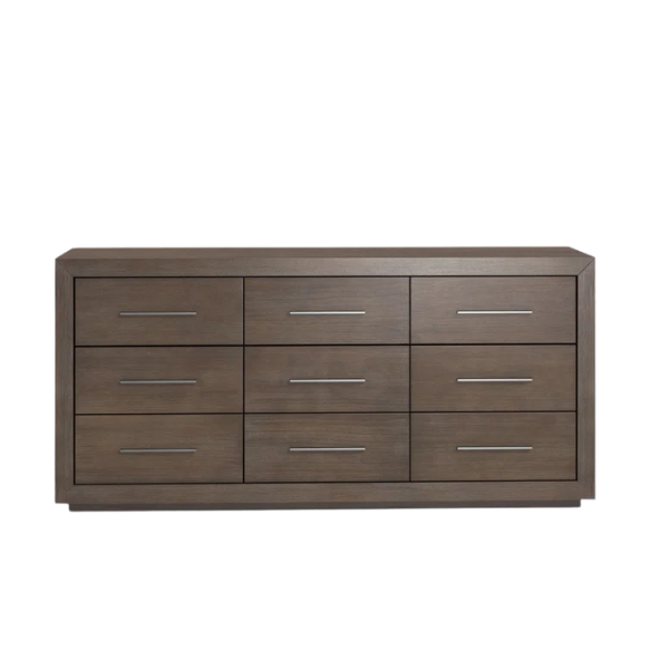 Rustic Solid Wood Platform 4-Piece Bedroom Set - Cozy Mountain Cabin-Inspired Design with Canopy Bed, 9-Drawer Dresser, Nightstand, and Optional 5-Drawer Chest – Natural Pine Wood Finish with Exquisite Grain Detail