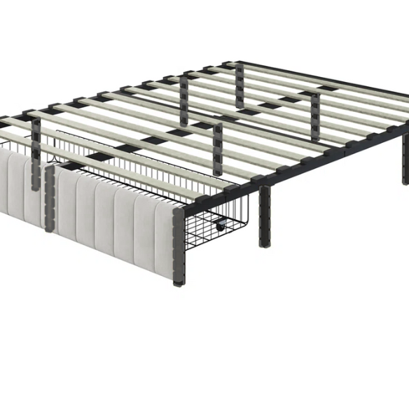 King Size Upholstered Platform Storage Bed with Velvet Fabric, Channel-Tufted Accents, and Built-In Drawers for Extra Storage