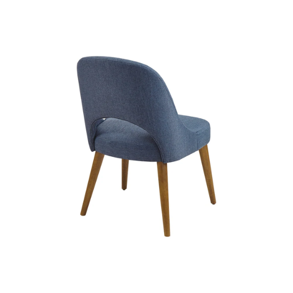 Textured Fabric Dining Side Chairs (Set of 2) – Solid Wood Frame with Mediterranean or Pecan Finish, High-Density Foam Fill & Rounded Back Design