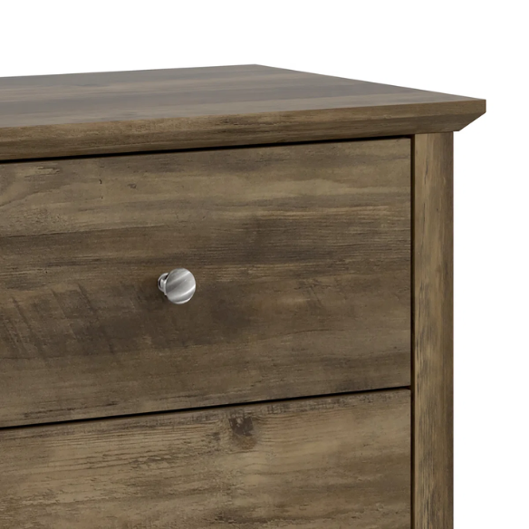 Modern 6-Drawer Double Dresser with Angled Sled Legs and Round Metal Hardware