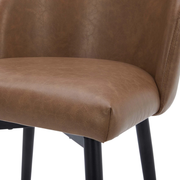 Set of 2 Counter Height Swivel Barstools – Mid-Century Modern Design, Padded Seat with High-Density Foam, 360° Swivel, Sturdy Iron Base, Footrest for Kitchen or Bar