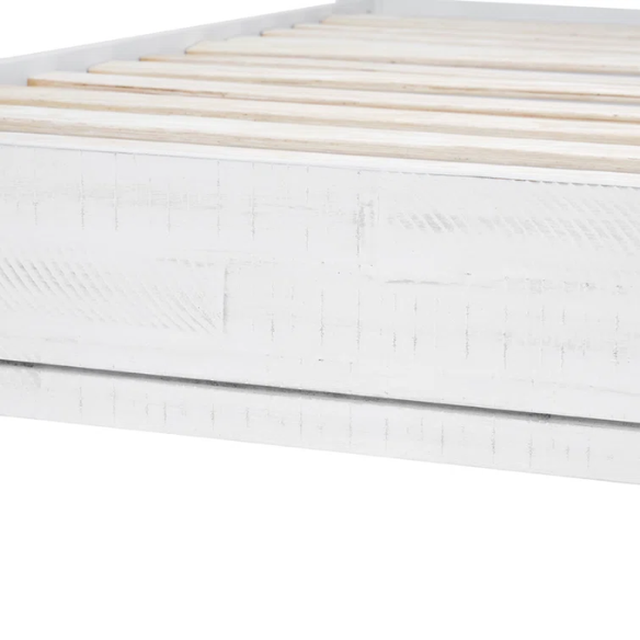 Solid Wood Platform King Size Bed with Headboard and Sturdy Steel Frame, Rustic Design