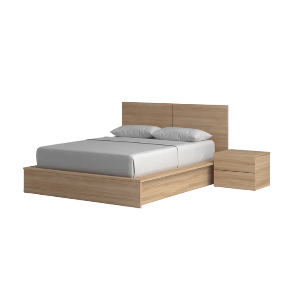 Elegant 3-Piece Wood Bedroom Set – Full Double Size Bed with Stylish Headboard and 2 Matching Nightstands