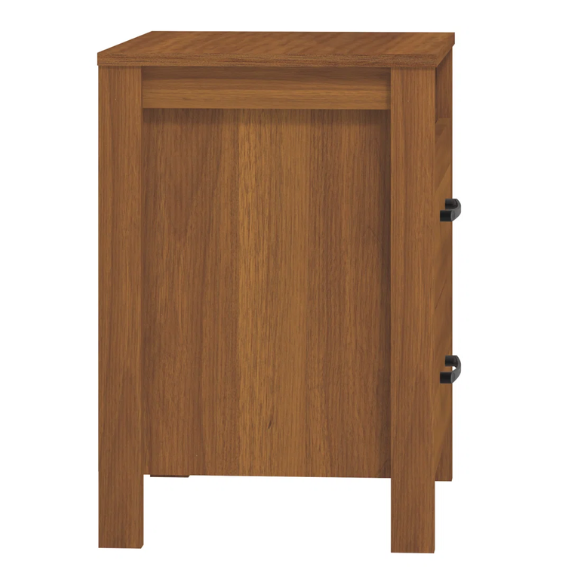 22.7" 2-Drawer Nightstand – Space-Saving Modern Minimalism, Engineered Wood with Clean-Lined Silhouette, Neutral Finish, Open Cubby & 2 Spacious Drawers for Bedroom Storage, Ideal for Tech & Accessories