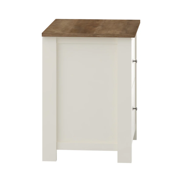 2-Drawer Nightstand – Neutral Engineered Wood, Streamlined Rectangular Design, Four Block Legs, Convenient Storage with Roller-Glide Drawers & Metal Knobs, Perfect for Traditional & Contemporary Bedroom