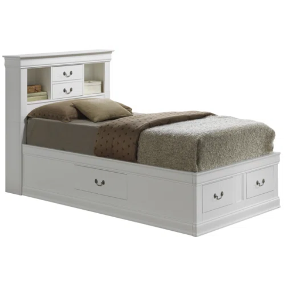 Wooden Bookcase Storage Twin Bed – Space-Saving Design with Stylish Shelving