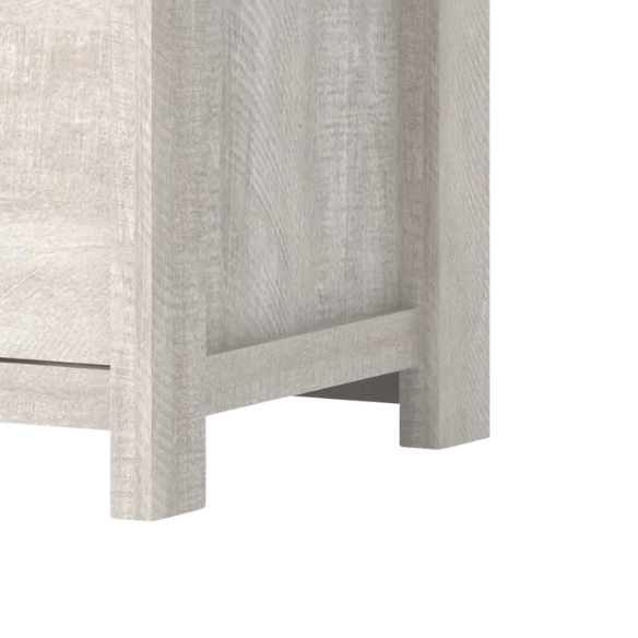 2-Drawer Nightstand – Neutral Engineered Wood, Streamlined Rectangular Design, Four Block Legs, Convenient Storage with Roller-Glide Drawers & Metal Knobs, Perfect for Traditional & Contemporary Bedroom