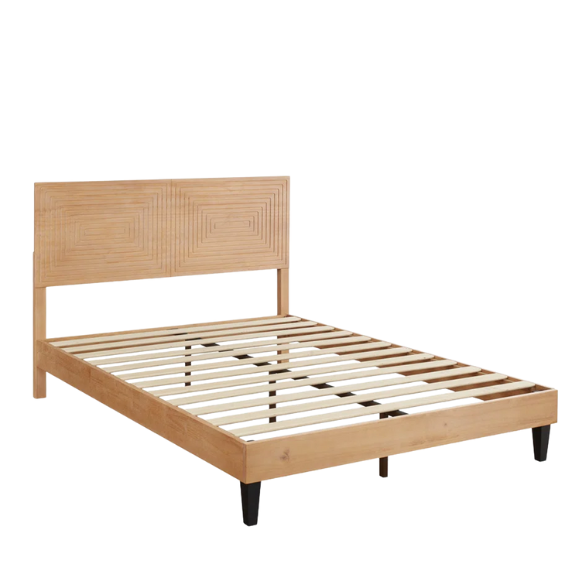 Bohemian-Inspired Solid Wood Full Double Bed – Aesthetic and Handcrafted Design