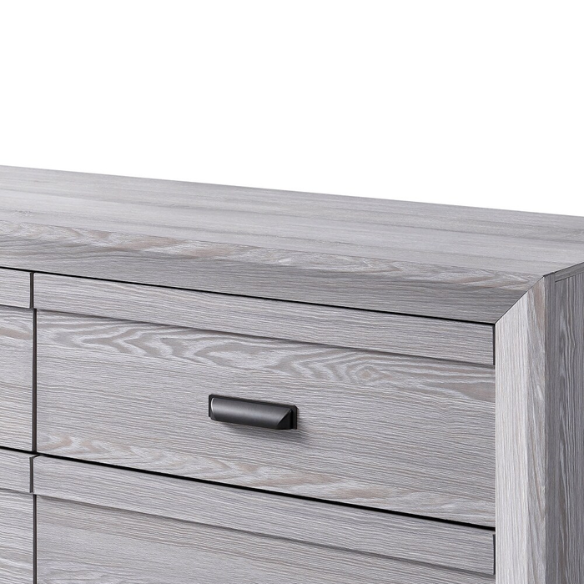 Contemporary Gray Panel Queen Bedroom Set – Bed, Dresser, Mirror & Nightstand