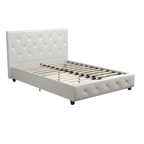 Luxurious Faux Leather Platform Bed – Full Double Size with Sleek Modern Design