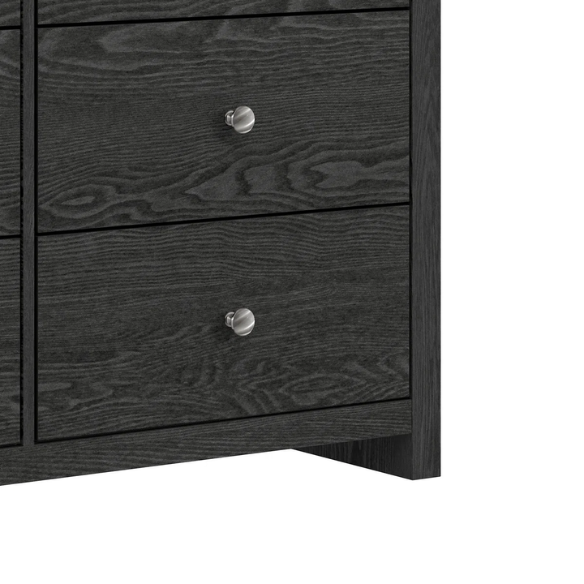 Modern 6-Drawer Double Dresser with Angled Sled Legs and Round Metal Hardware
