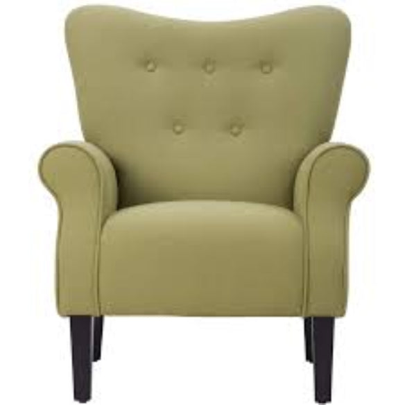Allston Wingback Accent Chair in Avocado Green featuring a retro-inspired design with a high backrest, padded armrests, and a wide cushioned seat for ultimate comfort. Upholstered in a rich avocado green fabric, the chair sits on sleek, tapered wooden legs with rubber inserts to protect floors. The chair combines modern elegance with traditional charm, making it a stylish and comfortable addition to any living room, reading nook, or sunroom.