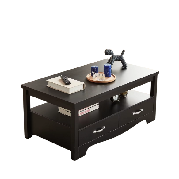 Farmhouse Coffee Table with Storage – Rustic Modern Wood Center Table.Elevate your living room with this durable, waterproof farmhouse coffee table featuring drawers and open shelves. Perfect for rustic or modern decor.