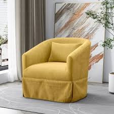 Set of two Mustard Yellow Swivel Accent Chairs featuring bold mustard yellow upholstery, sleek metal frames with wood accents, and a 360-degree swivel base. The chairs offer a modern, minimalist design with plush foam and spring cushioning for added comfort. Perfect for living rooms, offices, or reading corners, these chairs combine vibrant color with durability and style.