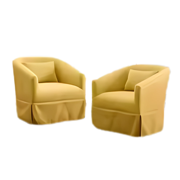 Set of two Mustard Yellow Swivel Accent Chairs featuring bold mustard yellow upholstery, sleek metal frames with wood accents, and a 360-degree swivel base. The chairs offer a modern, minimalist design with plush foam and spring cushioning for added comfort. Perfect for living rooms, offices, or reading corners, these chairs combine vibrant color with durability and style.