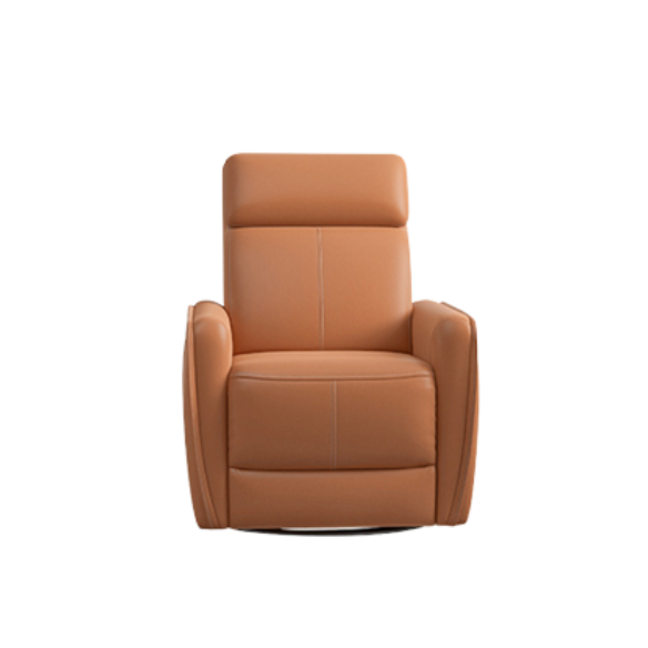 Vermilion Orange Power Swivel Rocker Recliner with 270° swivel, smooth gliding recline, USB charging port, and durable faux leather fabric. Supports up to 350 lbs, perfect for living room, bedroom, or nursery. Easy assembly and quiet motor.