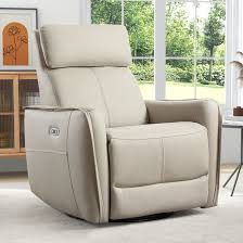 Neutral power swivel rocker recliner with 270° swivel, smooth gliding recline, USB charging port, and durable faux leather fabric. Supports up to 350 lbs, perfect for living room, bedroom, or nursery. Easy assembly and quiet motor.