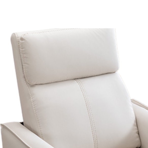 Cream white power swivel rocker recliner with 270° swivel, smooth gliding recline, USB charging port, and durable faux leather fabric. Supports up to 350 lbs, perfect for living room, bedroom, or nursery. Easy assembly and quiet motor.