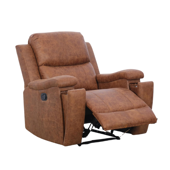 Brown Leather Recliner with Ergonomic Armrests & Cup Holder
Relax in style with this brown leather recliner, featuring ergonomic armrests, adjustable backrest, and a concealed cup holder. Crafted with durable faux leather and supportive foam padding, it offers comfort and durability. Perfect for living rooms, home theaters, or reading spaces.