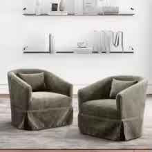 Set of two brown swivel accent chairs featuring luxurious brown linen blend upholstery, a 360-degree swivel base, and elegant wood accents, with a sleek metal frame and steel-enhanced legs, perfect for adding warmth and sophistication to any living room, office, bedroom, or reading nook.