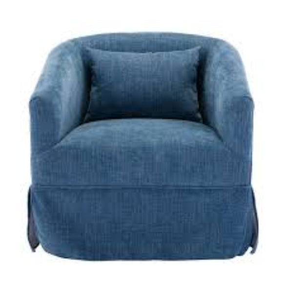Set of two Teal Swivel Accent Chairs featuring a modern design with luxurious teal linen blend upholstery, a 360-degree swivel base, metal frame with wood accent detailing, and sturdy construction. These chairs provide exceptional comfort with foam and spring cushioning, making them ideal for lounging, relaxing, or entertaining. Versatile and family-friendly, they complement various décor styles in living rooms, offices, or bedrooms. Easy assembly with tools and instructions included.