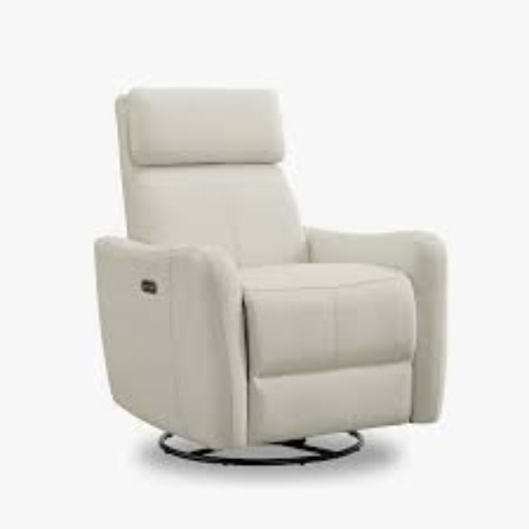 Cream white power swivel rocker recliner with 270° swivel, smooth gliding recline, USB charging port, and durable faux leather fabric. Supports up to 350 lbs, perfect for living room, bedroom, or nursery. Easy assembly and quiet motor.
