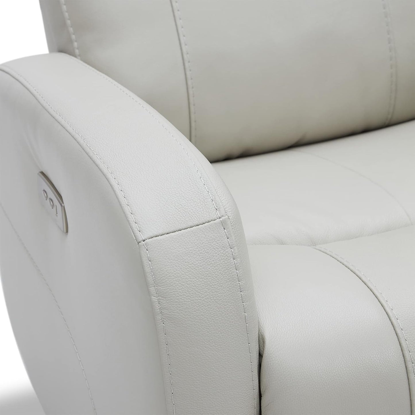 Silver grey power swivel rocker recliner with 270° swivel, smooth gliding recline, USB charging port, and durable faux leather fabric. Supports up to 350 lbs, perfect for living room, bedroom, or nursery. Easy assembly and quiet motor.