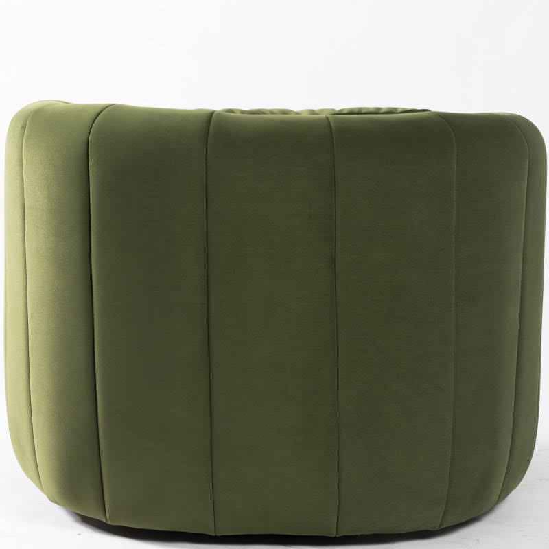 Set of two Juniper green barrel swivel chairs with lumbar pillows, featuring plush velvet upholstery, 360-degree swivel design, and high-density foam cushioning. The ergonomic chairs combine modern elegance with timeless comfort, perfect for any living room, bedroom, or office. Each chair includes a supportive lumbar pillow for added comfort and proper posture.