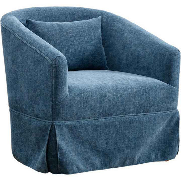 Set of two Teal Swivel Accent Chairs featuring a modern design with luxurious teal linen blend upholstery, a 360-degree swivel base, metal frame with wood accent detailing, and sturdy construction. These chairs provide exceptional comfort with foam and spring cushioning, making them ideal for lounging, relaxing, or entertaining. Versatile and family-friendly, they complement various décor styles in living rooms, offices, or bedrooms. Easy assembly with tools and instructions included.