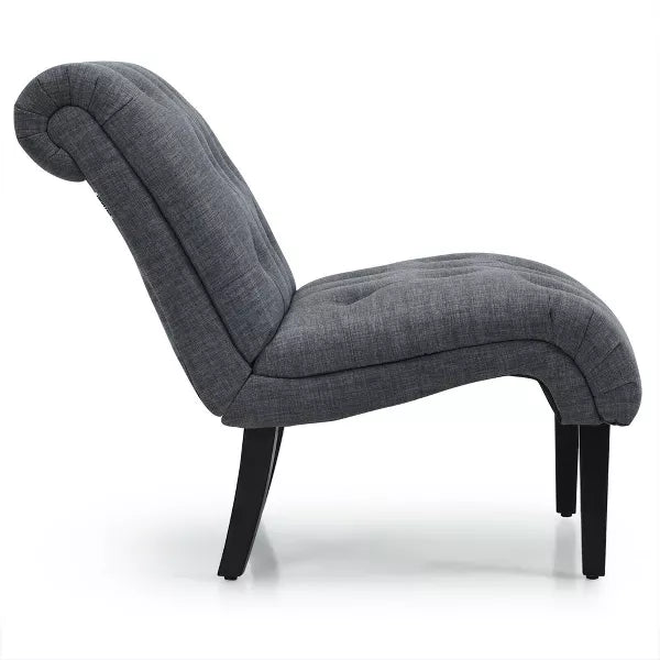 The ideal blend of modern design and comfort with this grey button-tufted accent chair. Whether you’re entertaining guests, reading a book, or relaxing after a long day, this chair is the perfect addition to your home, providing both aesthetic charm and a cozy seating experience.