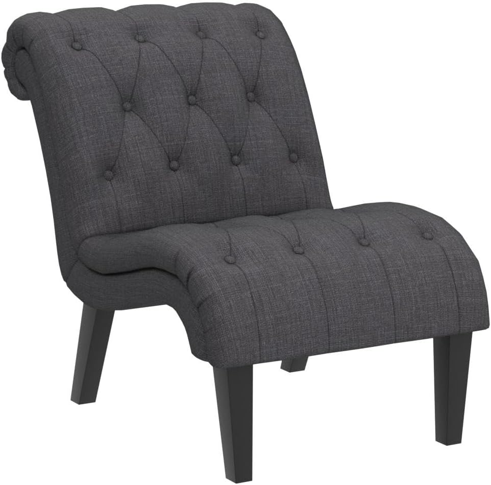 The ideal blend of modern design and comfort with this grey button-tufted accent chair. Whether you’re entertaining guests, reading a book, or relaxing after a long day, this chair is the perfect addition to your home, providing both aesthetic charm and a cozy seating experience.