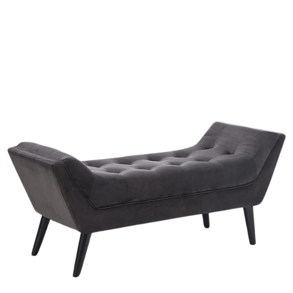 Modern Dark Grey Tufted Fabric Bench with Solid Wood Frame – Versatile Seating for Bedroom, Living Room, or Entryway. Comfortable, Stylish, and Easy to Maintain, Supports Up to 300 lbs.