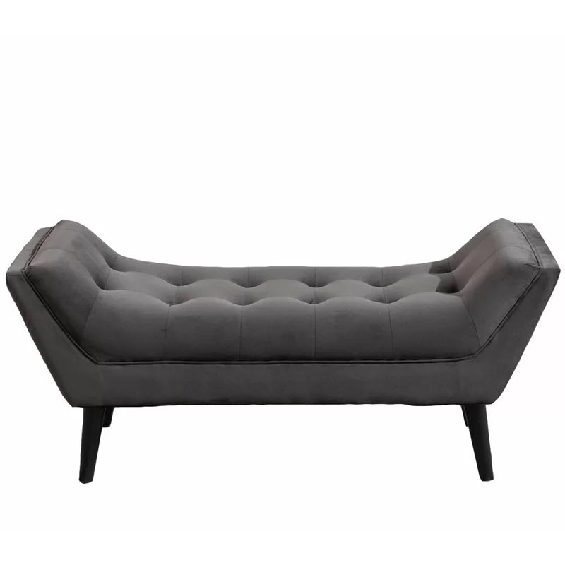 Modern Dark Grey Tufted Fabric Bench with Solid Wood Frame – Versatile Seating for Bedroom, Living Room, or Entryway. Comfortable, Stylish, and Easy to Maintain, Supports Up to 300 lbs.