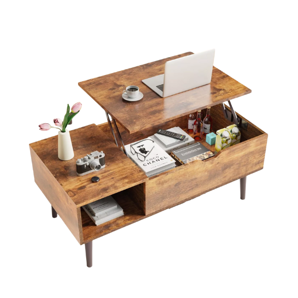 Mid-Century Modern Lift-Top Coffee Table with Hidden Storage – Sleek, Functional & Space-Saving. Elevate your living space with this versatile lift-top coffee table. Lift-top. Hidden storage.