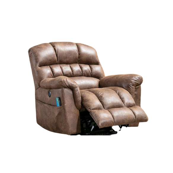 Caramel brown large power lift recliner with 8-point massage, lumbar heating, USB ports, cup holders, and adjustable backrest. Supports up to 340 lbs, ideal for seniors and those with limited mobility. Ergonomic design for maximum comfort and easy assembly.
