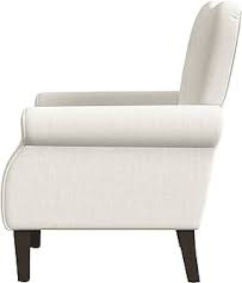 Beige cream bouclé accent chair featuring a modern yet timeless design with a minimalist silhouette, luxurious bouclé fabric, and a wide, cushioned seat for comfort. The chair is supported by tapered wooden legs, offering stability and elegance. Its neutral tones make it a versatile addition to various room styles, perfect for a living room, office, or reading nook.
