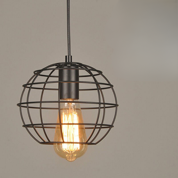 Adjustable black iron chandelier with E27 socket for modern and industrial lighting.