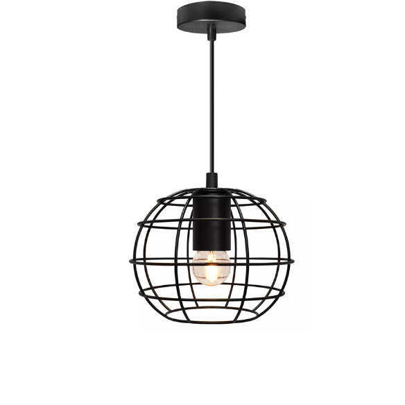 Adjustable black iron chandelier with E27 socket for modern and industrial lighting.