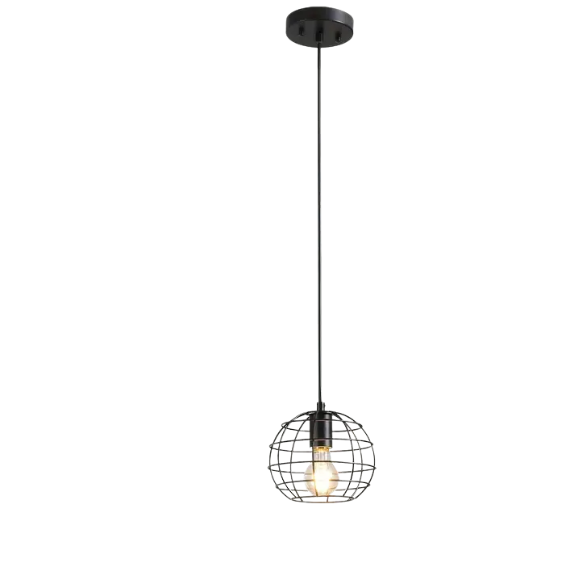 Adjustable black iron chandelier with E27 socket for modern and industrial lighting.
