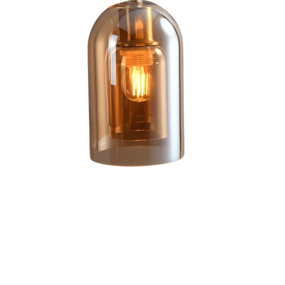 Amber Brass Industrial Pendant Light – Modern Glass & Metal Ceiling Fixture